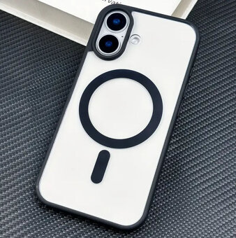 Průhledný kryt s černým rámečkem a MagSafe pro iPhone 16 - 2