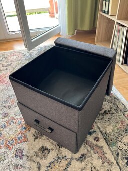Šedý úložný box, taburet - 2