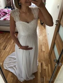 prodám krásné nové svatební těhotenské šaty vel M-XL - 2