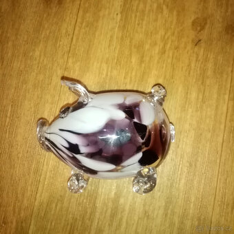 Prodám skleněné prasátko - hutní sklo a SWAROVSKI zvířátko - 2