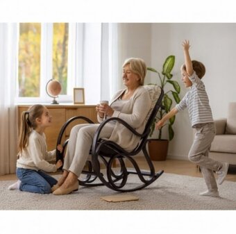 Houpací křeslo ze dřeva s ořechovým mořidlem - 2