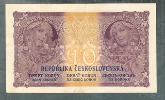 Staré bankovky 10 korun 1919 pěkný stav - 2