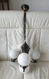 Starožitný lustr art deco na řetězu mosaz velký - 2