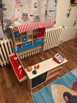 Dětská dřevěná prodejna+digitální kasa - 2