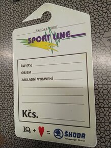 Škoda Favorit Sport line - visačka reprint na plastu - 2