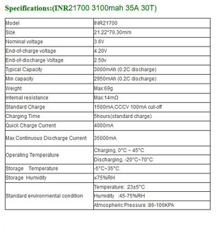 Akumulátory li-ion SunPower INR21700 3000mAh (35A) - 2