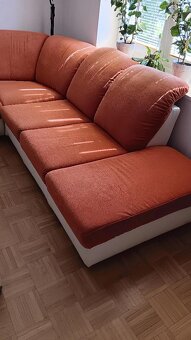 Rohová sedací souprava s nano potahem,oranžová barva - 2