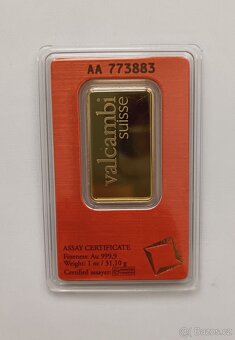 Zlatý Slitek 1oz Valcambi již pod cenou kovu zlata - 2