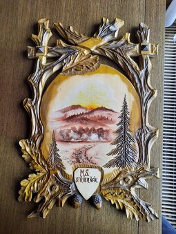 obraz myslivecký vyřezávaný, malovaný 65x45x2,5 cm - 2