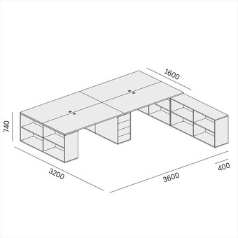Kancelářský psací stůl s úložným prostorem BLOCK B05 - 2