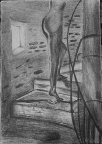 Obrázek - dívka , schody na věž - 2