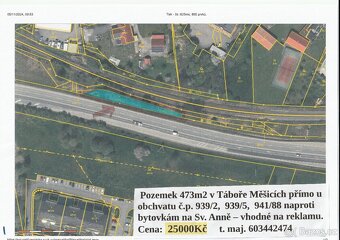 Poz. 473m2 přímo u obchvatu Tábora 25000Kč - 2