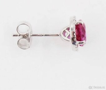 stříbrné náušnice s diamanty a rubínem - 2