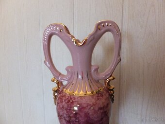 Růžový porcelán, velká krásná stará váza Victoria, výška 27, - 2