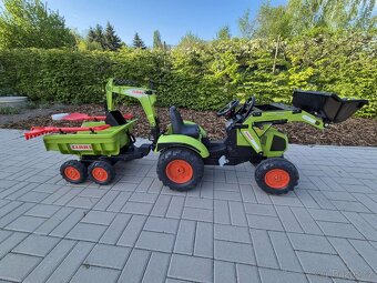 FALK - Šlapací traktor Claas Backhoe s nakladačem, rypadlem - 2