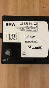 BMW baterie 92Ah 850A AGM starší 2017 - 2