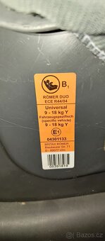 Prodám dětskou autosedačku Britax Römer Duo 9-18 kg - 2