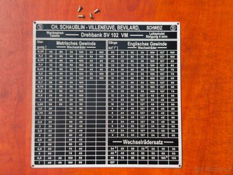 Štítky k soustruhům Schaublin - 2