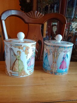 Dvě krásné staré porcelánové dózy na sušenky - 2
