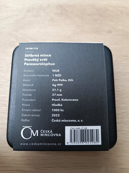 Stříbrná mince Pravěký svět - Parasaurolophus proof - 2