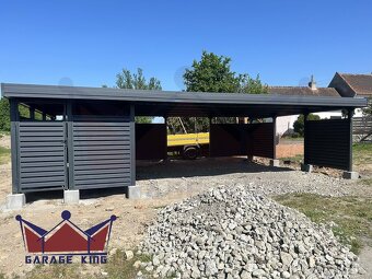 Carport s úložným boxem, garážová stání 9×6,5 m - 2