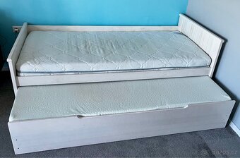 Postel s přistýlkou a úložným prostorem, 200x90 bílá - 2