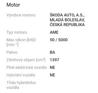 Motor 1.4mpi 50kw typ AME - 2