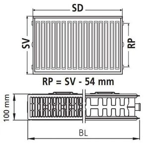 Kermi Therm X2 Profil-Kompakt deskový radiátor 22 400 / 1100 - 2