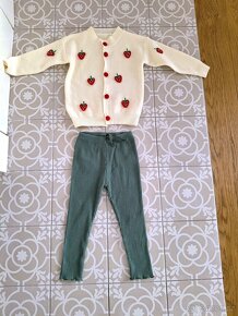 Set zelené legíny Zara + jahodový krémový svetr 104 - 2