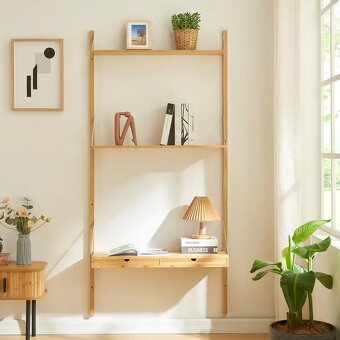 Nástěnná police / stůl "Tingvoll" 176x85x32 cm Bambus - 2