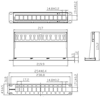 Schrack 10" patchpanel pro max. 12 keystone,neosazený - 2