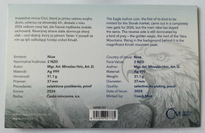 Stříbrná mince Orel 2024 selekt. pokov Au proof - 2