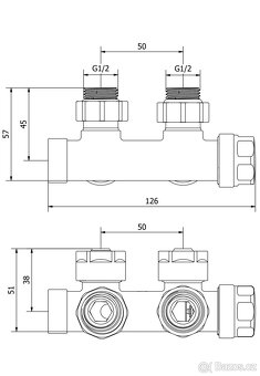 Mexen radiátorový ventil dvouúhový D50, černý - 2