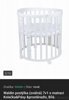 Dětská postýlka Waldin 7v1 oválná - 2