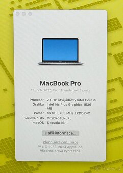 MacBook Pro 2020/16GB RAM/Intel i7/512GB SSD/Záruka - 2