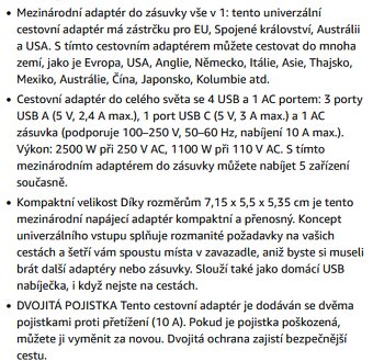 Mezinárodní cestovní adaptér/nabíječka - 2