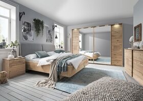 Šatní zrcadlová skříň Graz s posuvnými dveřmi - Dub masiv 24 - 2