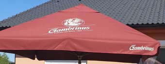 Hospodský slunečník Nový potah Gambrinus 3,5x3,5m originál - 2