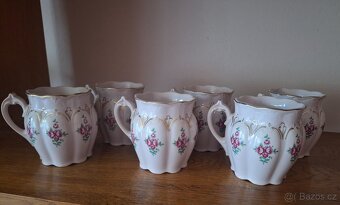 6 ks Hrníčků - zlacený růžový porcelán - 2