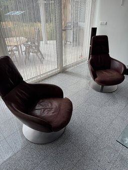 Otočná kožená křesla Natuzzi 2x - 2