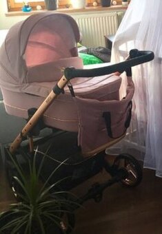 Kočárek 3v1 Rosegold & růžová - 2