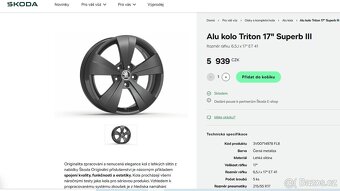 NOVÉ originální ALU kola ŠKODA 5x112 R17 Superb 3, Passat B8 - 2