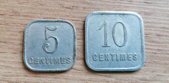 Francie 5+10 Centimes 1921 lokální nouzové francouzské mince - 2
