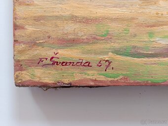 Obraz Švanda 1957 Žně u chmelnic, olej na plátně 58x82 - 2