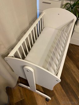 Bílá dětská kolébka Baby-Ray myBaby na kolečkách + oboustran - 2