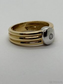 Zlatý prsten s briliantem, cca 0,08CT - 2