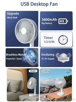 Prenosny USB ventilator,baterie 7200mAh - 2