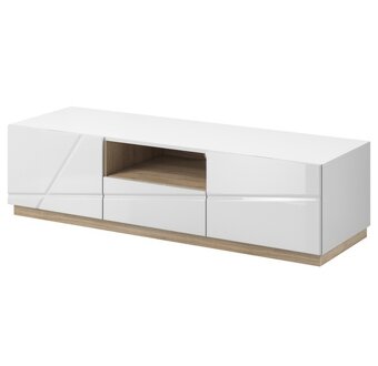 TV stolek bílý / dub - skříňka pod tv bílá - komoda - 2
