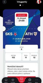 Prodám 3 vstupenky na zápas Slavia Praha vs. Athletic Bilbao - 2