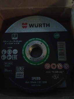 Řezné kotouče Wurth. - 2